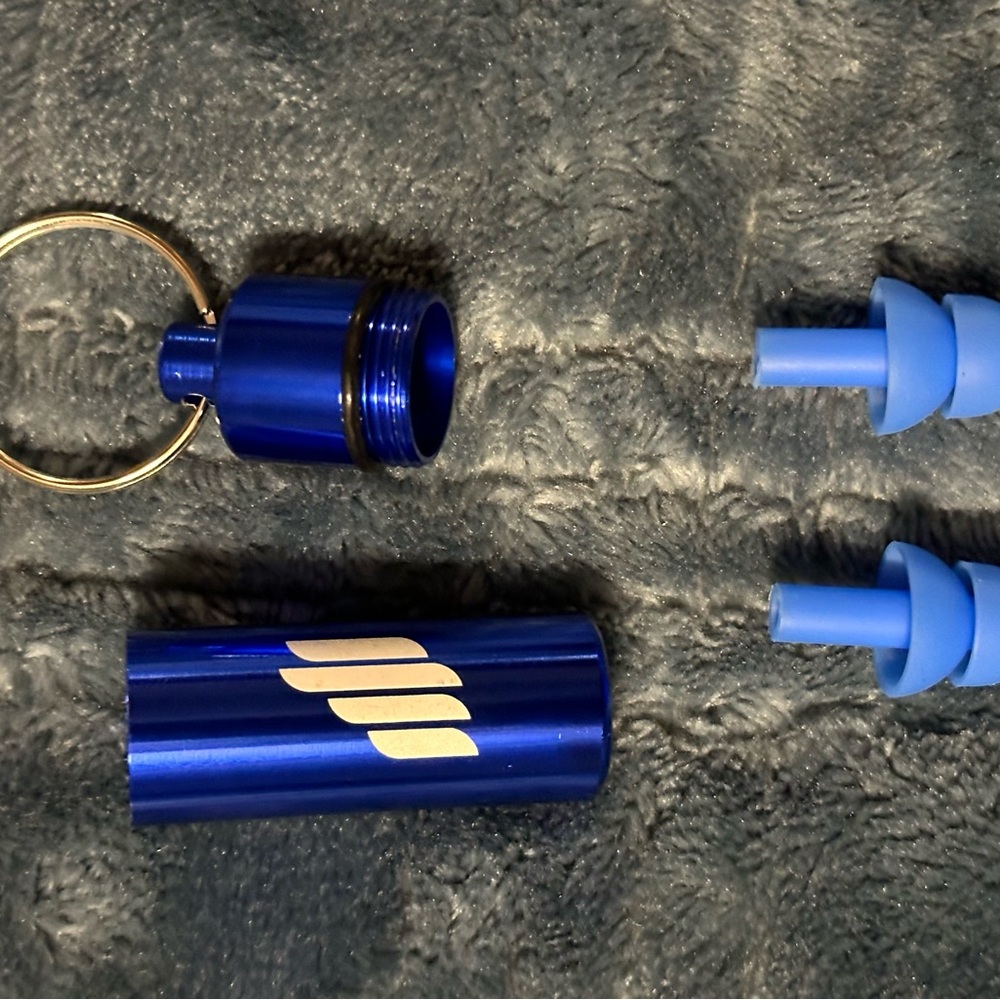 Blue Earplugs with Keychain Case